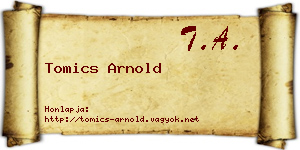 Tomics Arnold névjegykártya